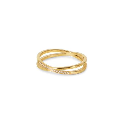 Crown Lucia Double Band 18K Gold Plated Ring