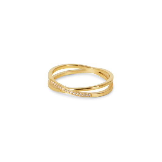 Crown Lucia Double Band 18K Gold Plated Ring