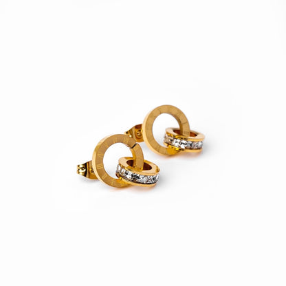 Crown Imperial Zirconia 18K Gold Plated Earrings