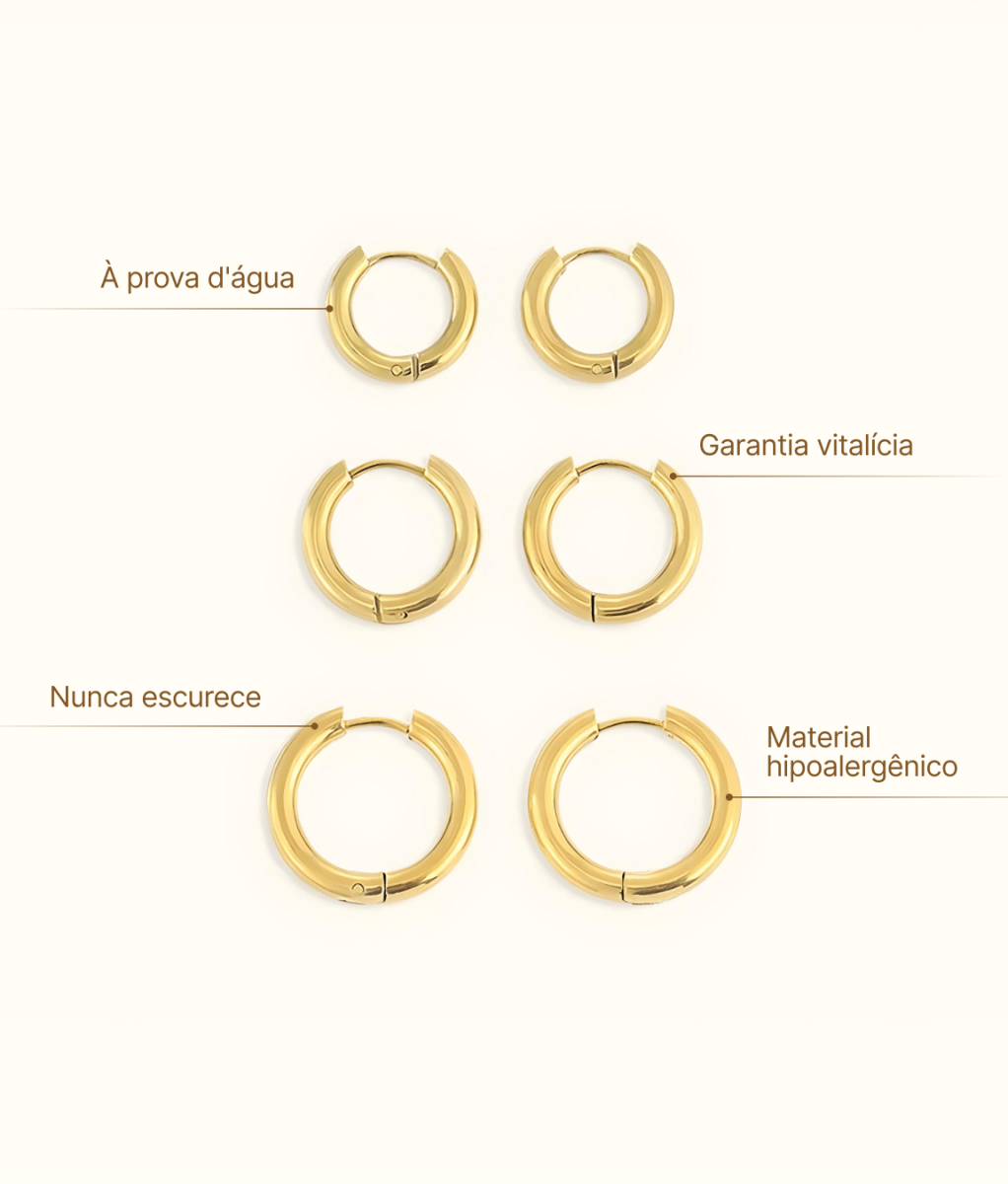 Crown Triple Hoop Earrings Set – 18K Gold Plated
