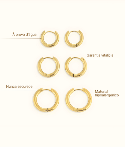 Crown Triple Hoop Earrings Set – 18K Gold Plated