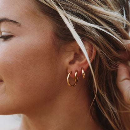 Crown Triple Hoop Earrings Set – 18K Gold Plated