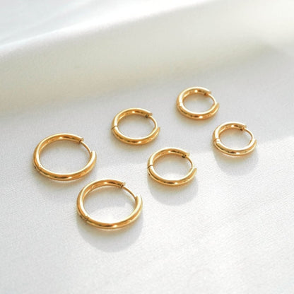 Crown Triple Hoop Earrings Set – 18K Gold Plated