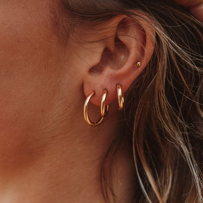 Crown Triple Hoop Earrings Set – 18K Gold Plated