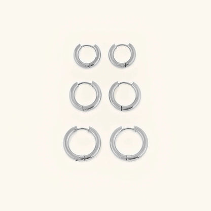Crown Triple Hoop Earrings Set – 18K Gold Plated