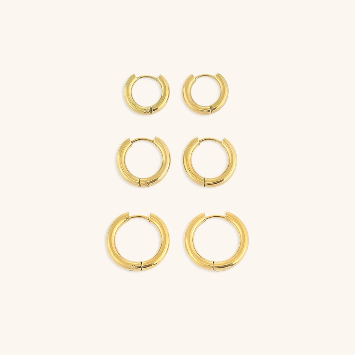 Crown Triple Hoop Earrings Set – 18K Gold Plated