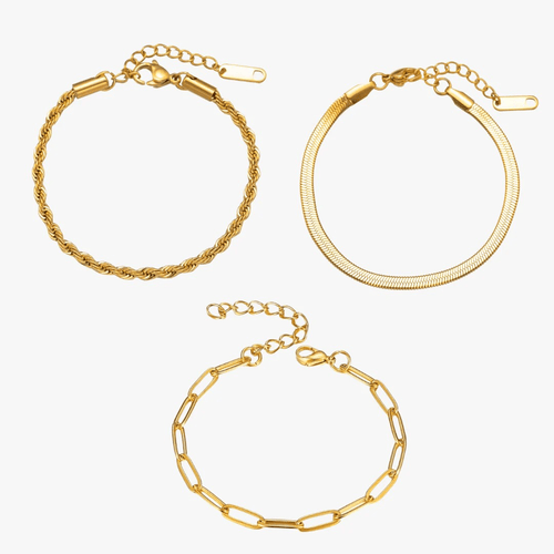 Crown Essential Bracelet Set – 18K Gold Plated (3 Pieces)