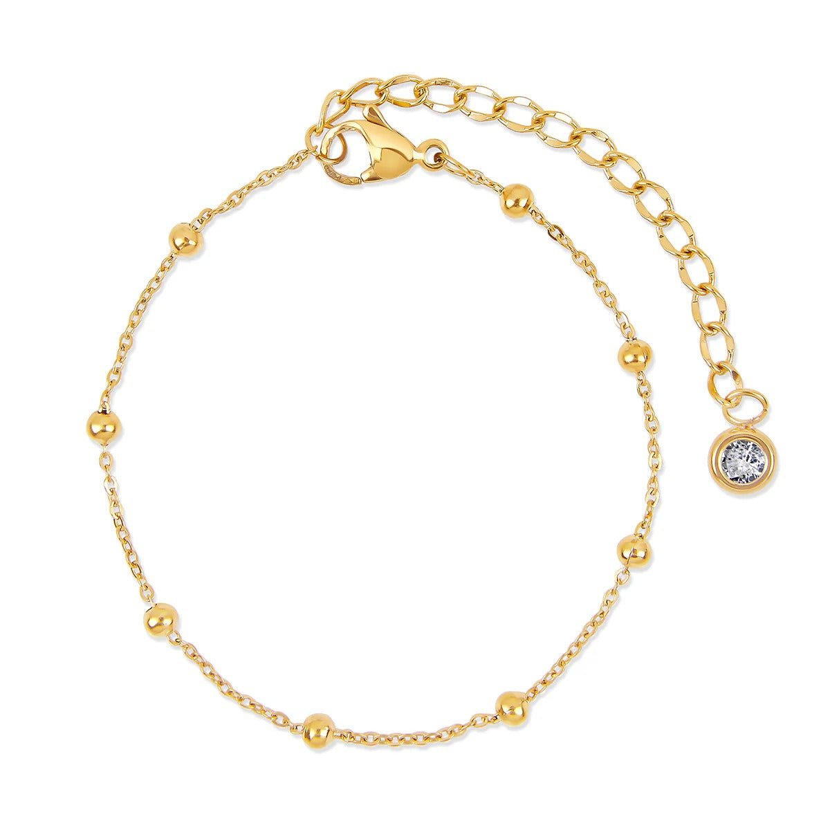 Crown Glamour Zirconia Bracelet Set – 18K Gold Plated (5 Pieces)