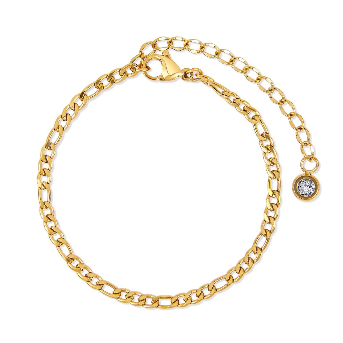 Crown Glamour Zirconia Bracelet Set – 18K Gold Plated (5 Pieces)