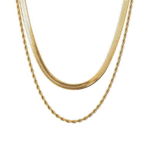 Crown Melina Layered Necklace Set – 18K Gold Plated