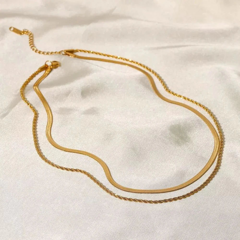 Crown Melina Layered Necklace Set – 18K Gold Plated