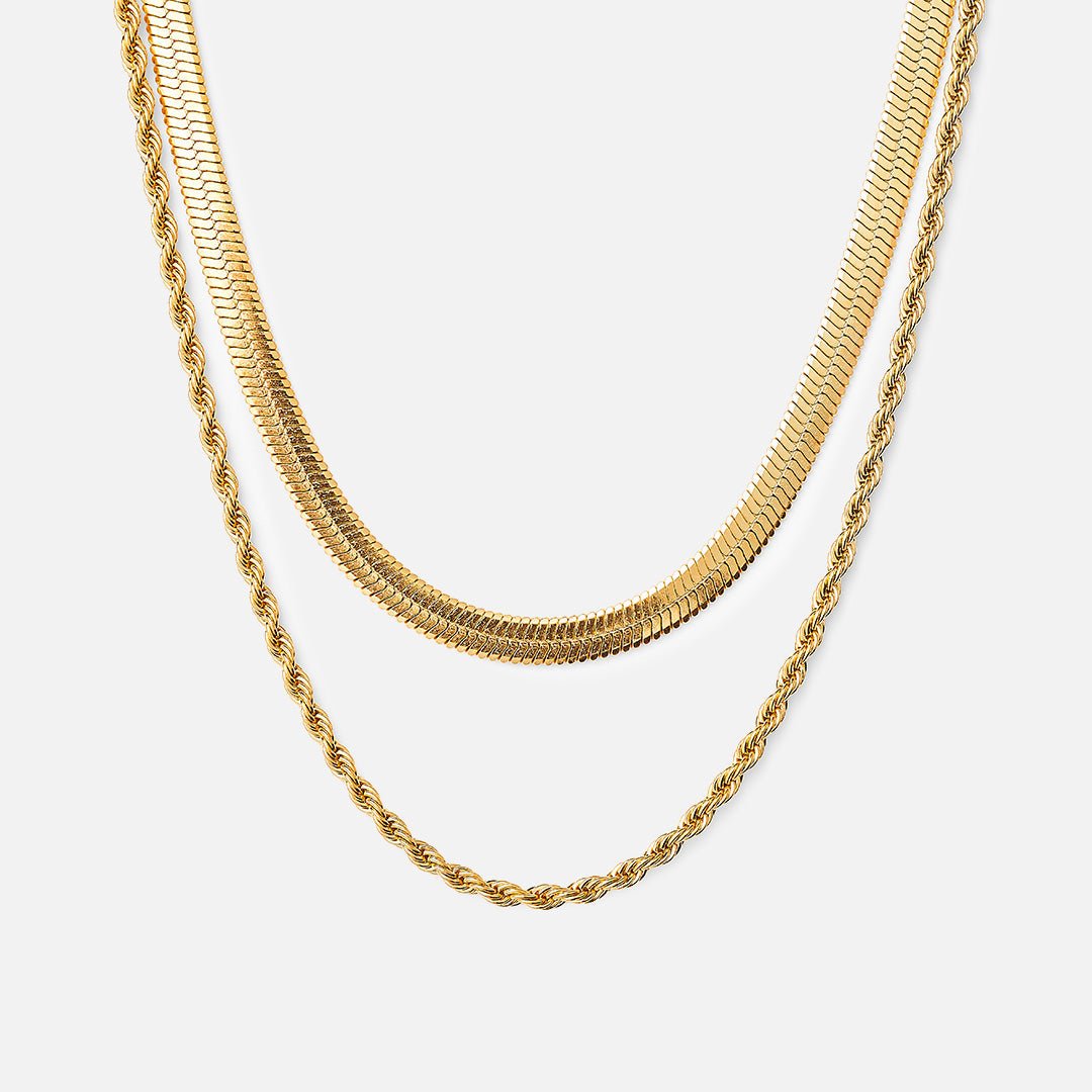 Crown Melina Layered Necklace Set – 18K Gold Plated