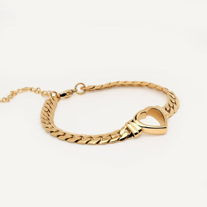 Crown Minimal Heart 18K Gold Plated Bracelet