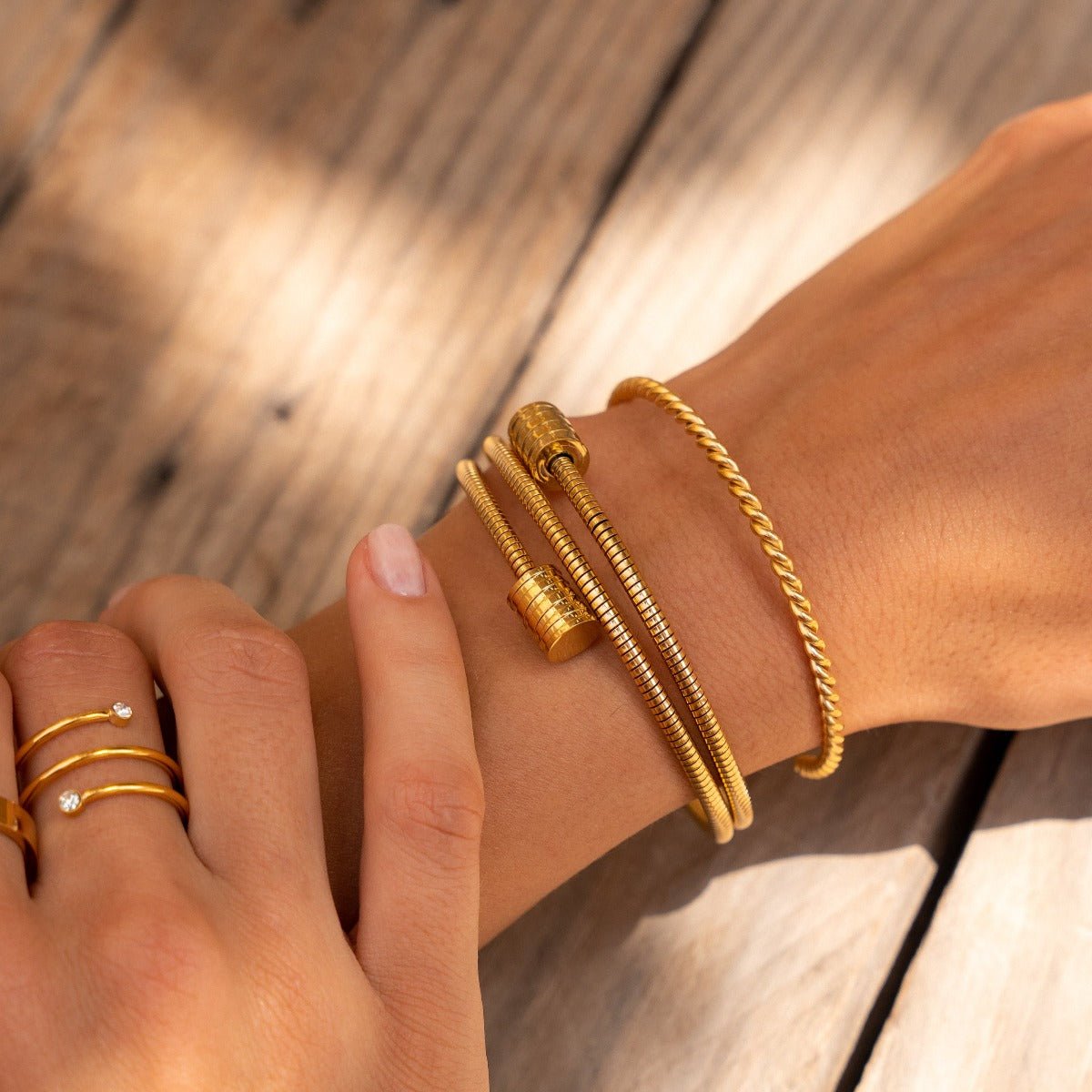 Crown Triple Spiral 18K Gold Plated Bracelet